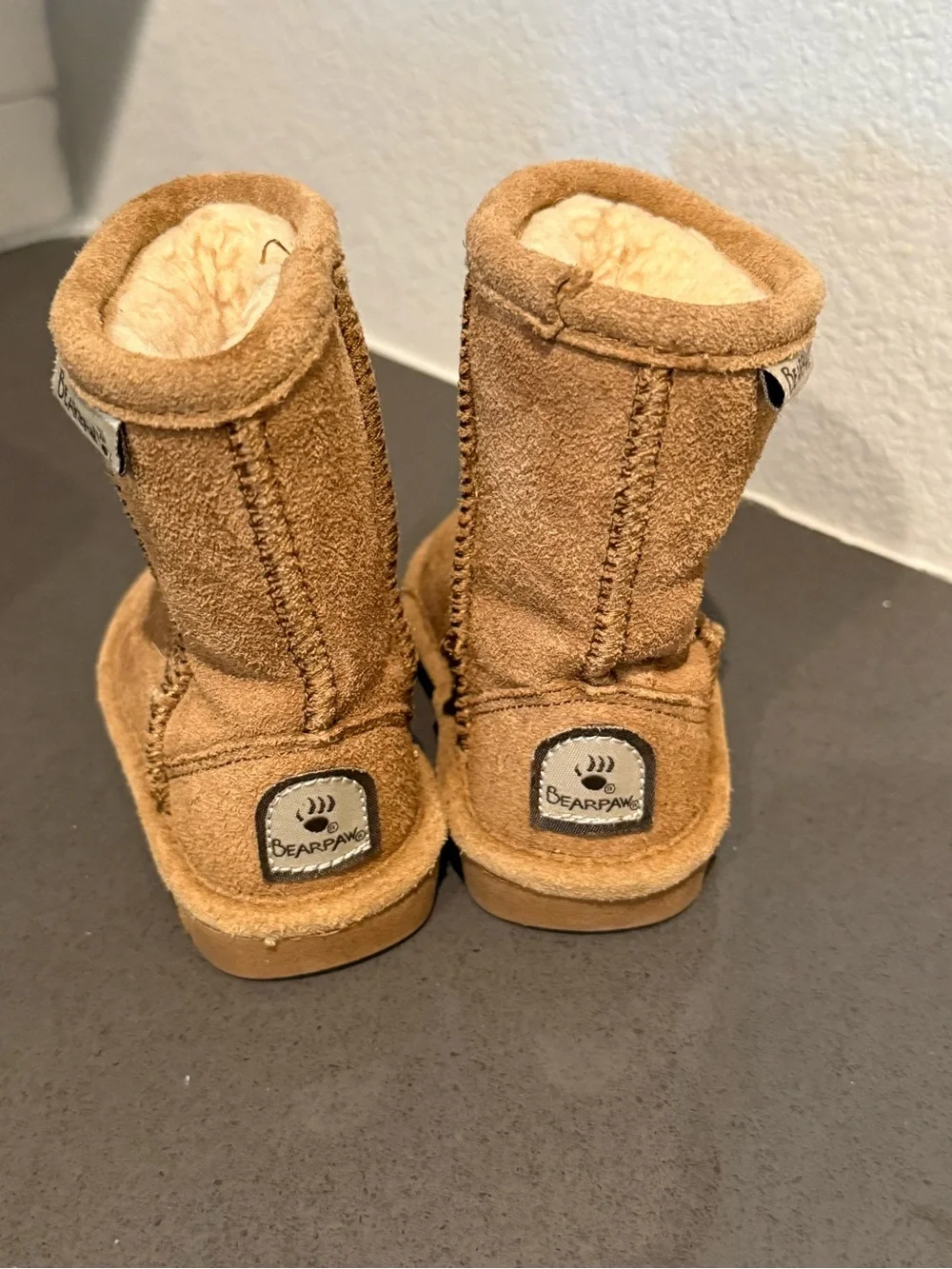 BearPaw Kids Chestnut Suede Shearling Boots